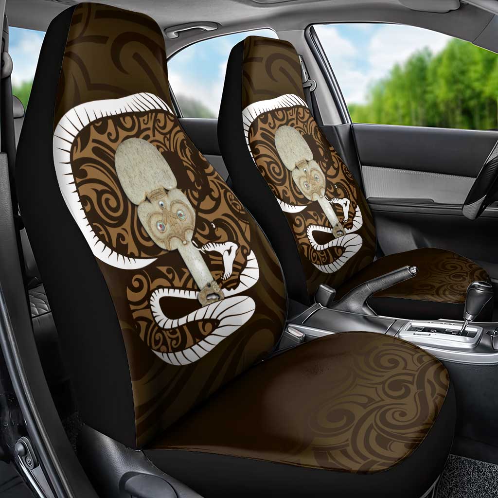 Gold New Zealand Eel Car Seat Cover Aotearoa Maori Tuna With Kotiate Weapon LT14 - Polynesian Pride
