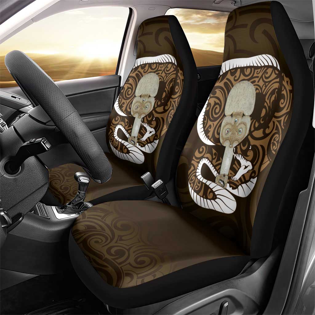 Gold New Zealand Eel Car Seat Cover Aotearoa Maori Tuna With Kotiate Weapon LT14 - Polynesian Pride