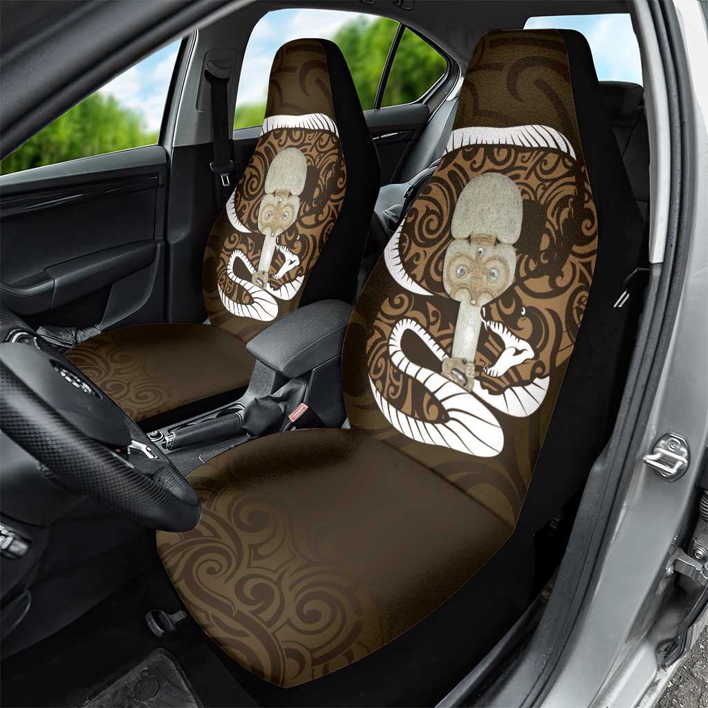Gold New Zealand Eel Car Seat Cover Aotearoa Maori Tuna With Kotiate Weapon LT14 - Polynesian Pride