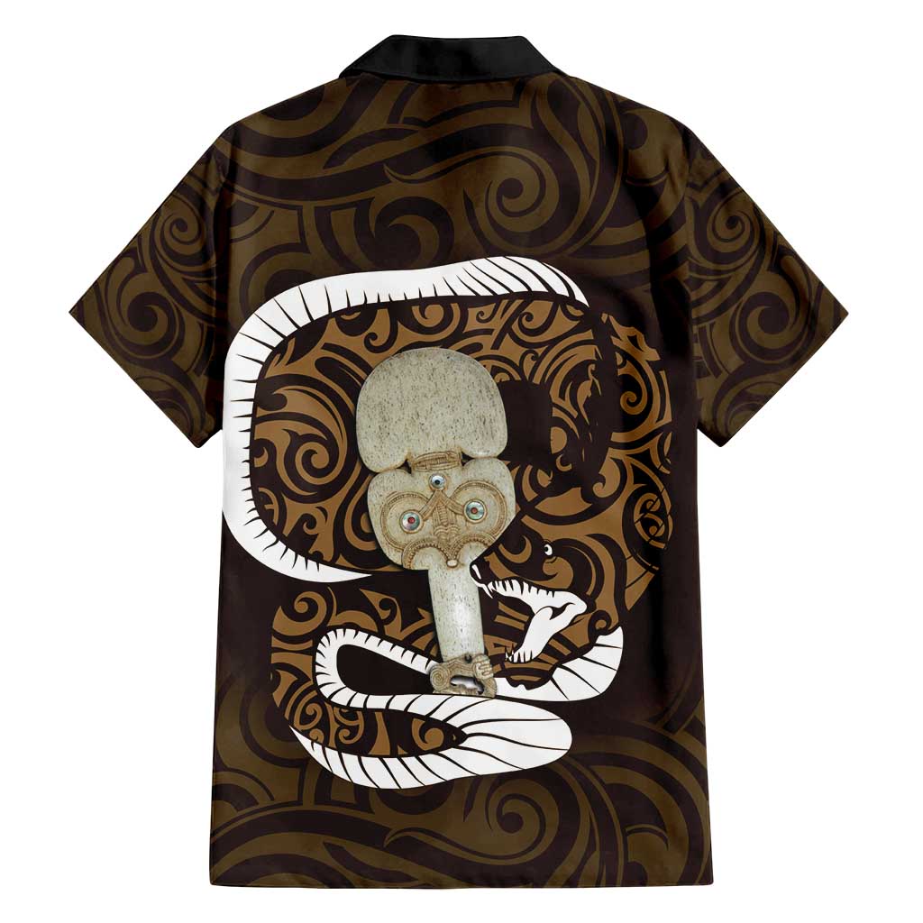 Gold New Zealand Eel Family Matching Long Sleeve Bodycon Dress and Hawaiian Shirt Aotearoa Maori Tuna With Kotiate Weapon LT14 - Polynesian Pride