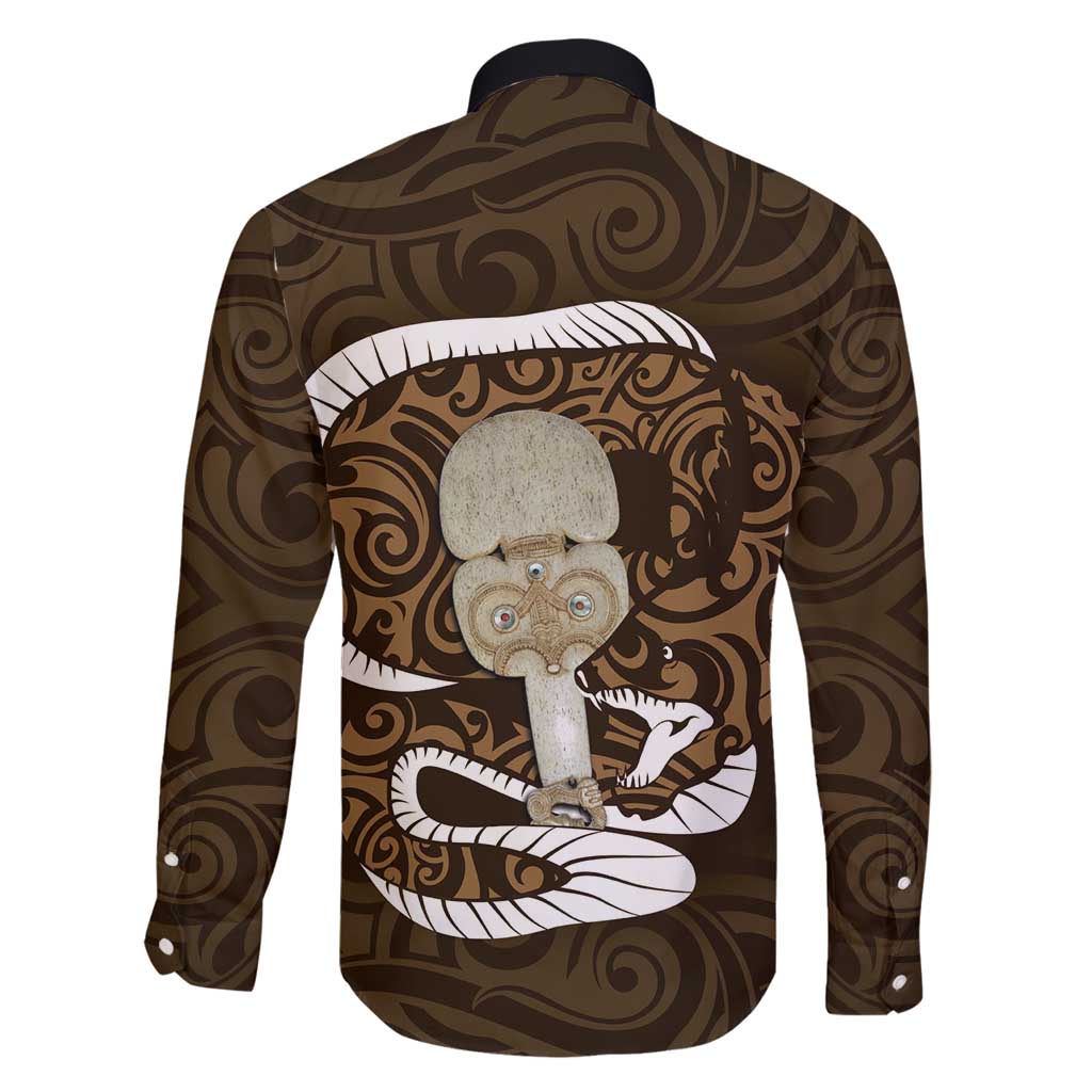 Gold New Zealand Eel Family Matching Off Shoulder Maxi Dress and Hawaiian Shirt Aotearoa Maori Tuna With Kotiate Weapon LT14 - Polynesian Pride