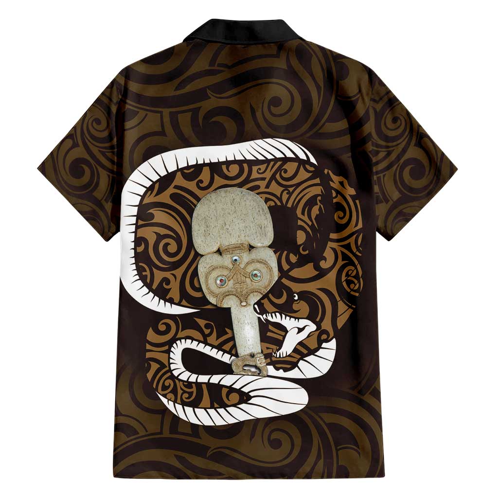 Gold New Zealand Eel Hawaiian Shirt Aotearoa Maori Tuna With Kotiate Weapon LT14 - Polynesian Pride