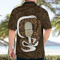 Gold New Zealand Eel Hawaiian Shirt Aotearoa Maori Tuna With Kotiate Weapon LT14 - Polynesian Pride