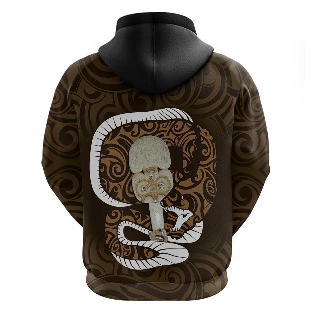 Gold New Zealand Eel Hoodie Aotearoa Maori Tuna With Kotiate Weapon LT14 - Polynesian Pride