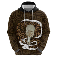 Gold New Zealand Eel Hoodie Aotearoa Maori Tuna With Kotiate Weapon LT14 - Polynesian Pride