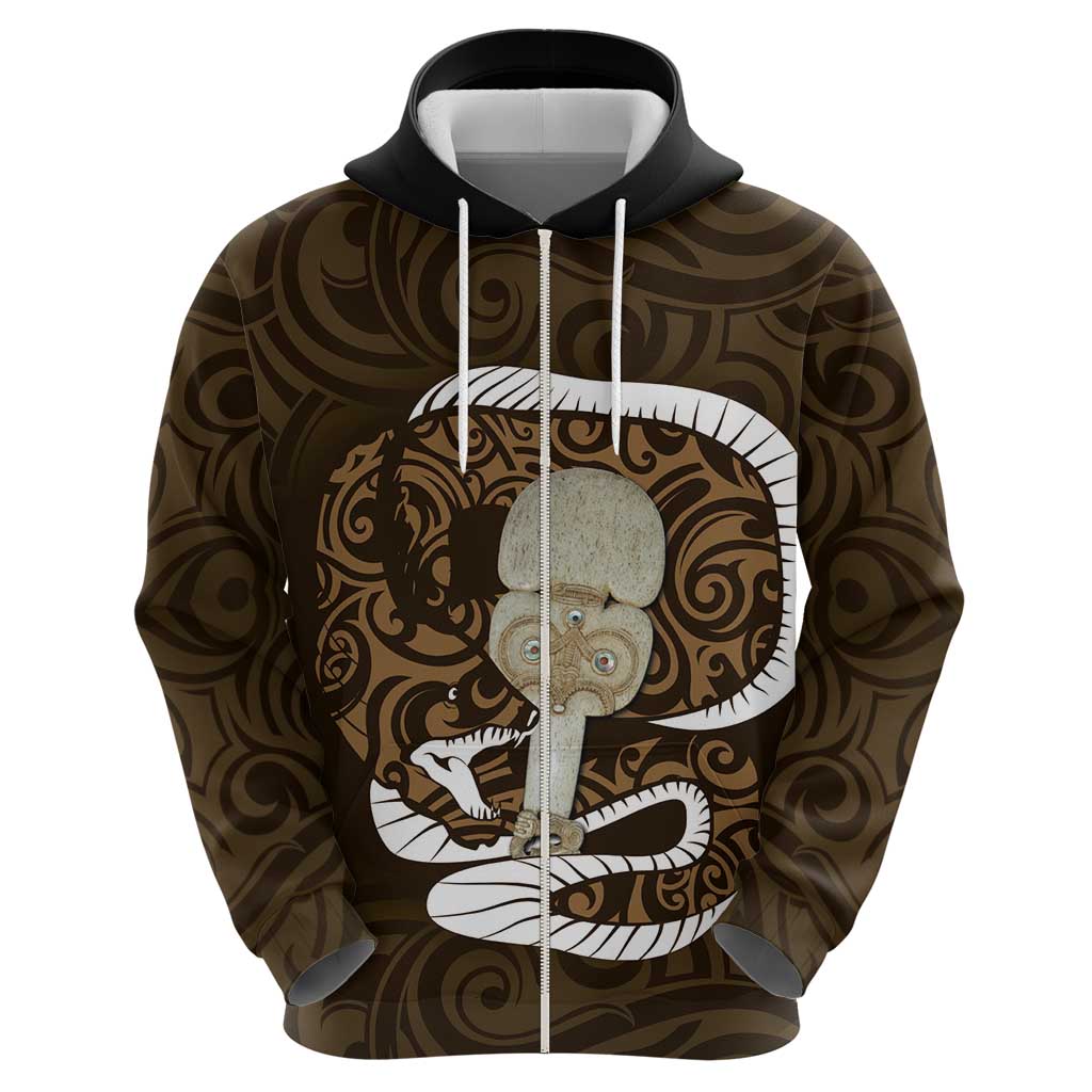 Gold New Zealand Eel Hoodie Aotearoa Maori Tuna With Kotiate Weapon LT14 - Polynesian Pride