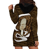 Gold New Zealand Eel Hoodie Dress Aotearoa Maori Tuna With Kotiate Weapon LT14 - Polynesian Pride
