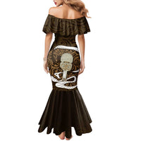 Gold New Zealand Eel Mermaid Dress Aotearoa Maori Tuna With Kotiate Weapon LT14 - Polynesian Pride