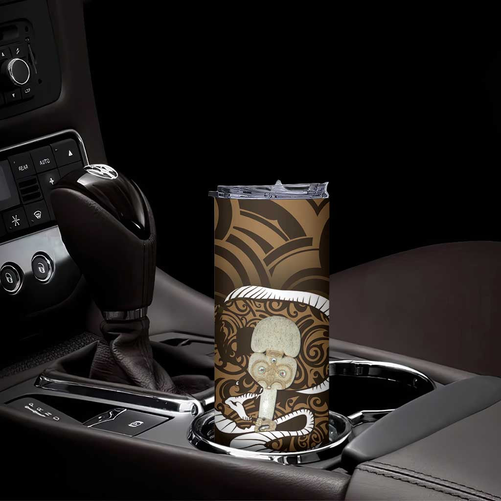 Gold New Zealand Eel Skinny Tumbler Aotearoa Maori Tuna With Kotiate Weapon LT14 - Polynesian Pride