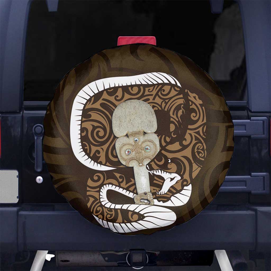 Gold New Zealand Eel Spare Tire Cover Aotearoa Maori Tuna With Kotiate Weapon LT14 - Polynesian Pride