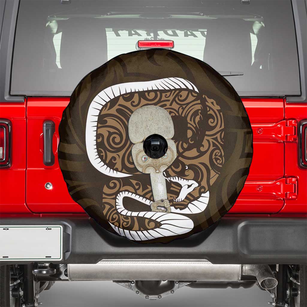 Gold New Zealand Eel Spare Tire Cover Aotearoa Maori Tuna With Kotiate Weapon LT14 - Polynesian Pride