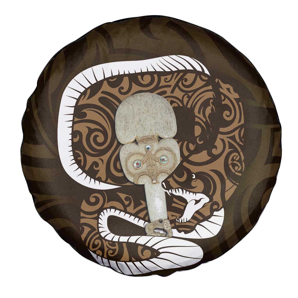 Gold New Zealand Eel Spare Tire Cover Aotearoa Maori Tuna With Kotiate Weapon LT14 - Polynesian Pride