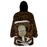 Gold New Zealand Eel Wearable Blanket Hoodie Aotearoa Maori Tuna With Kotiate Weapon LT14 - Polynesian Pride