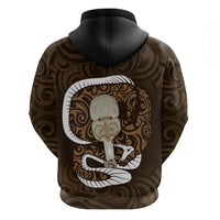 Gold New Zealand Eel Zip Hoodie Aotearoa Maori Tuna With Kotiate Weapon LT14 - Polynesian Pride