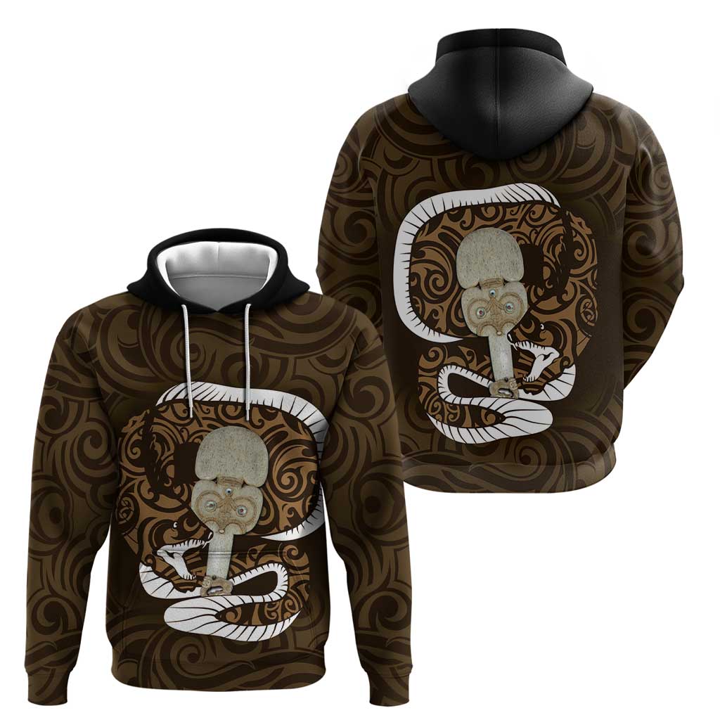 Gold New Zealand Eel Zip Hoodie Aotearoa Maori Tuna With Kotiate Weapon LT14 - Polynesian Pride