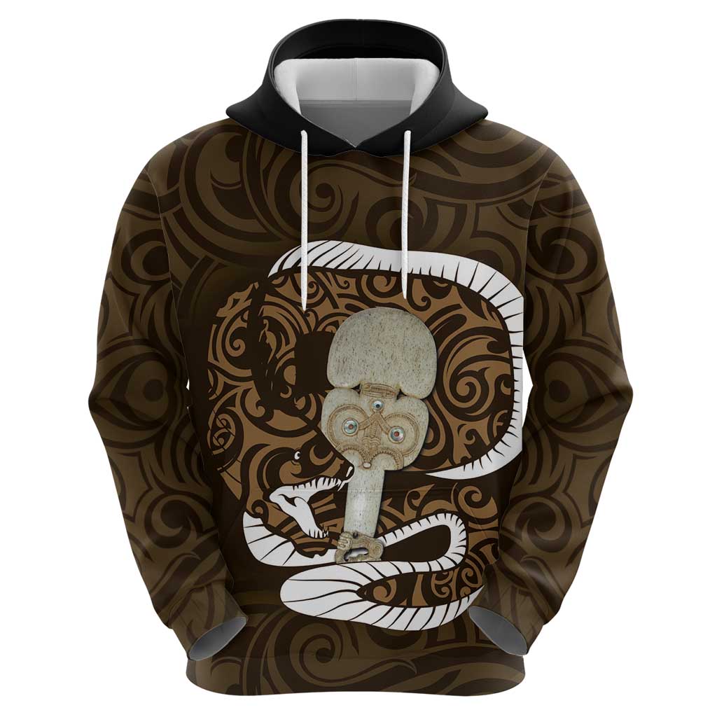 Gold New Zealand Eel Zip Hoodie Aotearoa Maori Tuna With Kotiate Weapon LT14 - Polynesian Pride