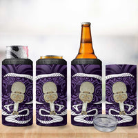 Purple New Zealand Eel 4 in 1 Can Cooler Tumbler Aotearoa Maori Tuna With Kotiate Weapon LT14 - Polynesian Pride