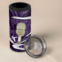 Purple New Zealand Eel 4 in 1 Can Cooler Tumbler Aotearoa Maori Tuna With Kotiate Weapon LT14 - Polynesian Pride