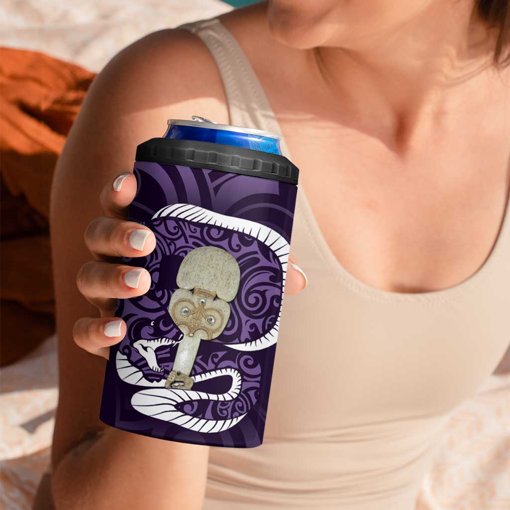 Purple New Zealand Eel 4 in 1 Can Cooler Tumbler Aotearoa Maori Tuna With Kotiate Weapon LT14 - Polynesian Pride