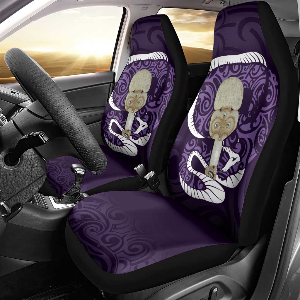 Purple New Zealand Eel Car Seat Cover Aotearoa Maori Tuna With Kotiate Weapon LT14 - Polynesian Pride