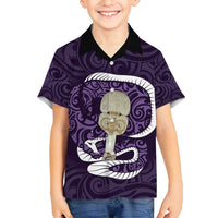 Purple New Zealand Eel Family Matching Summer Maxi Dress and Hawaiian Shirt Aotearoa Maori Tuna With Kotiate Weapon LT14 Son's Shirt Purple - Polynesian Pride