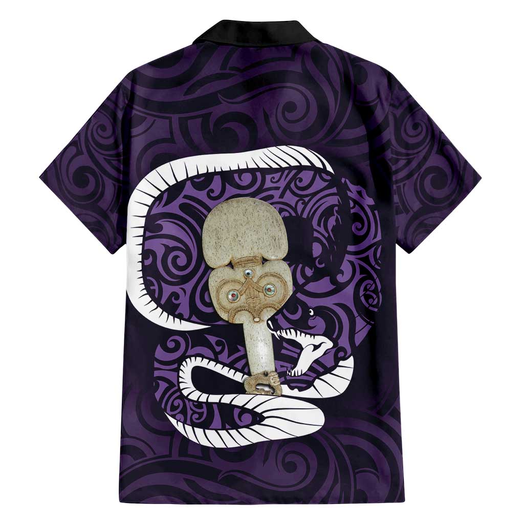 Purple New Zealand Eel Family Matching Tank Maxi Dress and Hawaiian Shirt Aotearoa Maori Tuna With Kotiate Weapon LT14 - Polynesian Pride