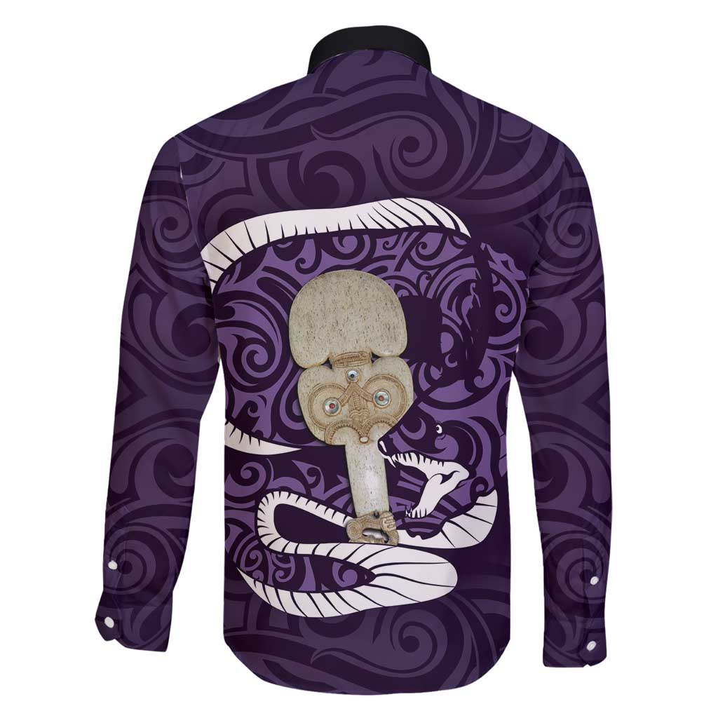 Purple New Zealand Eel Family Matching Tank Maxi Dress and Hawaiian Shirt Aotearoa Maori Tuna With Kotiate Weapon LT14 - Polynesian Pride