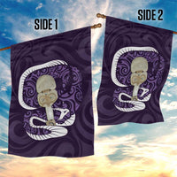 Purple New Zealand Eel Garden Flag Aotearoa Maori Tuna With Kotiate Weapon