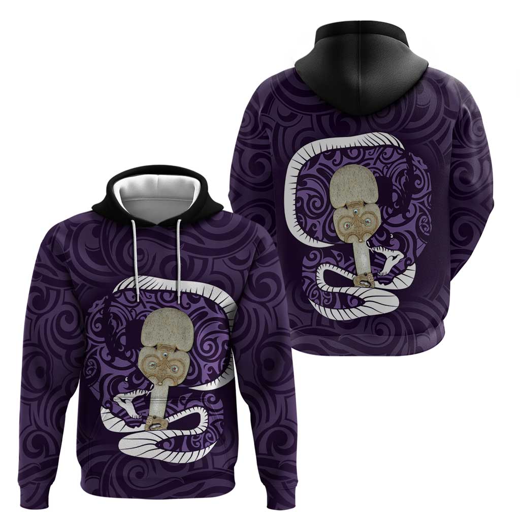 Purple New Zealand Eel Hoodie Aotearoa Maori Tuna With Kotiate Weapon LT14 - Polynesian Pride