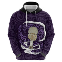 Purple New Zealand Eel Hoodie Aotearoa Maori Tuna With Kotiate Weapon LT14 - Polynesian Pride