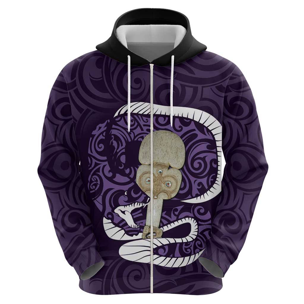 Purple New Zealand Eel Hoodie Aotearoa Maori Tuna With Kotiate Weapon LT14 - Polynesian Pride