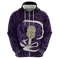 Purple New Zealand Eel Hoodie Aotearoa Maori Tuna With Kotiate Weapon LT14 - Polynesian Pride