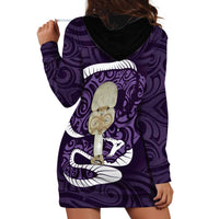 Purple New Zealand Eel Hoodie Dress Aotearoa Maori Tuna With Kotiate Weapon LT14 - Polynesian Pride
