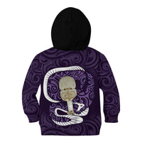 Purple New Zealand Eel Kid Hoodie Aotearoa Maori Tuna With Kotiate Weapon LT14 - Polynesian Pride
