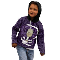 Purple New Zealand Eel Kid Hoodie Aotearoa Maori Tuna With Kotiate Weapon LT14 - Polynesian Pride