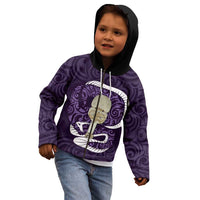 Purple New Zealand Eel Kid Hoodie Aotearoa Maori Tuna With Kotiate Weapon LT14 - Polynesian Pride