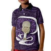 Purple New Zealand Eel Kid Polo Shirt Aotearoa Maori Tuna With Kotiate Weapon LT14 Kid Purple - Polynesian Pride