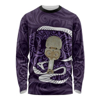 Purple New Zealand Eel Long Sleeve Shirt Aotearoa Maori Tuna With Kotiate Weapon LT14 Unisex Purple - Polynesian Pride