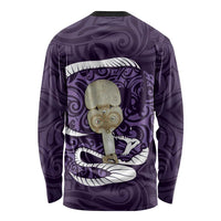 Purple New Zealand Eel Long Sleeve Shirt Aotearoa Maori Tuna With Kotiate Weapon LT14 - Polynesian Pride