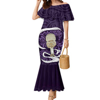 Purple New Zealand Eel Mermaid Dress Aotearoa Maori Tuna With Kotiate Weapon LT14 Women Purple - Polynesian Pride