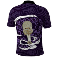 Purple New Zealand Eel Polo Shirt Aotearoa Maori Tuna With Kotiate Weapon LT14 - Polynesian Pride