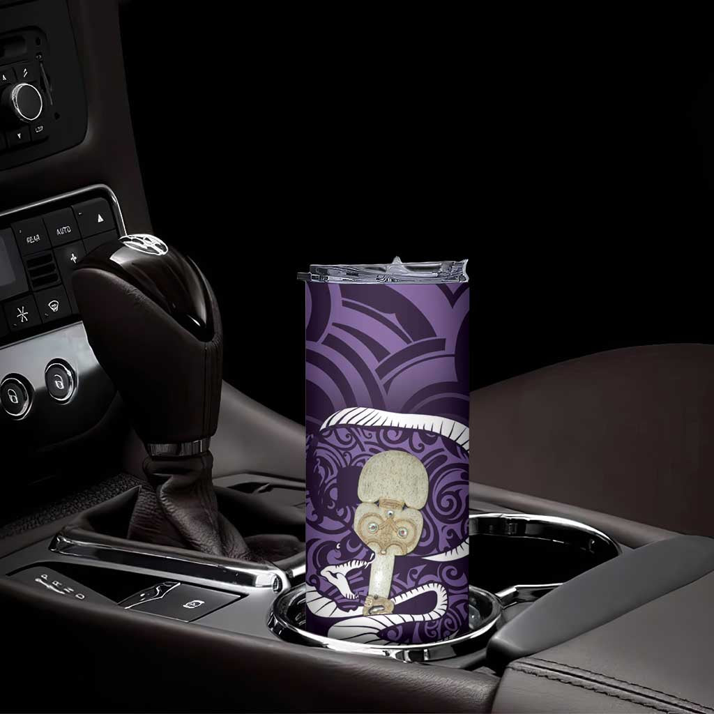 Purple New Zealand Eel Skinny Tumbler Aotearoa Maori Tuna With Kotiate Weapon LT14 - Polynesian Pride