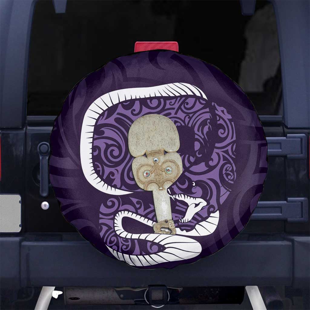 Purple New Zealand Eel Spare Tire Cover Aotearoa Maori Tuna With Kotiate Weapon LT14 - Polynesian Pride