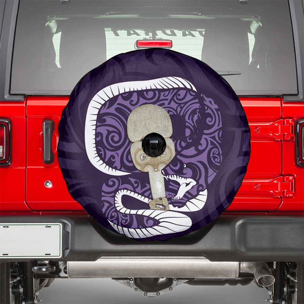 Purple New Zealand Eel Spare Tire Cover Aotearoa Maori Tuna With Kotiate Weapon LT14 - Polynesian Pride