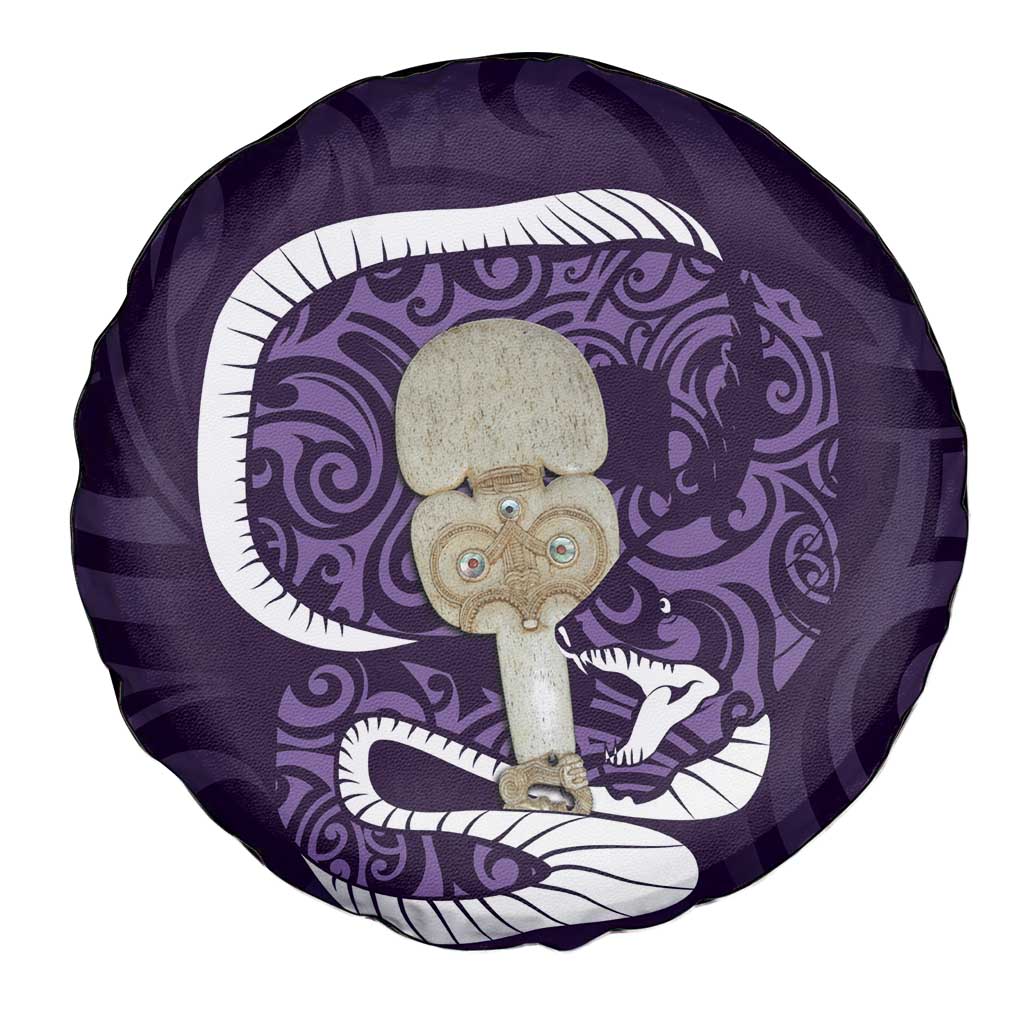 Purple New Zealand Eel Spare Tire Cover Aotearoa Maori Tuna With Kotiate Weapon LT14 - Polynesian Pride