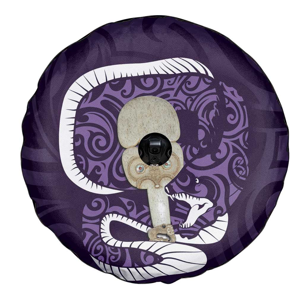 Purple New Zealand Eel Spare Tire Cover Aotearoa Maori Tuna With Kotiate Weapon LT14 - Polynesian Pride