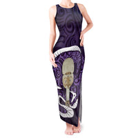 Purple New Zealand Eel Tank Maxi Dress Aotearoa Maori Tuna With Kotiate Weapon LT14 Women Purple - Polynesian Pride