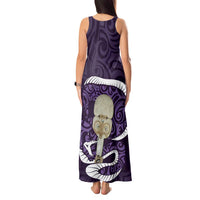 Purple New Zealand Eel Tank Maxi Dress Aotearoa Maori Tuna With Kotiate Weapon LT14 - Polynesian Pride