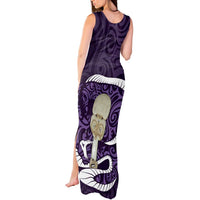Purple New Zealand Eel Tank Maxi Dress Aotearoa Maori Tuna With Kotiate Weapon LT14 - Polynesian Pride