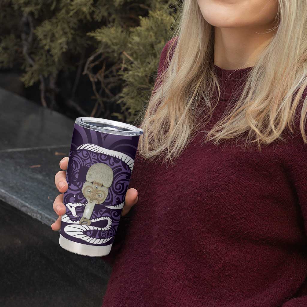 Purple New Zealand Eel Tumbler Cup Aotearoa Maori Tuna With Kotiate Weapon LT14 - Polynesian Pride